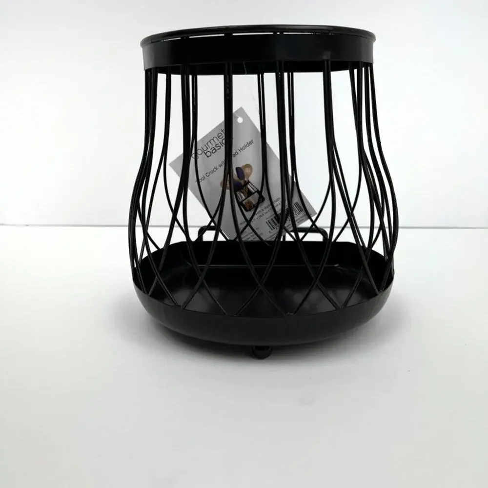 Metal Kitchen Utensil Crock with Phone/Tablet Holder - NWT